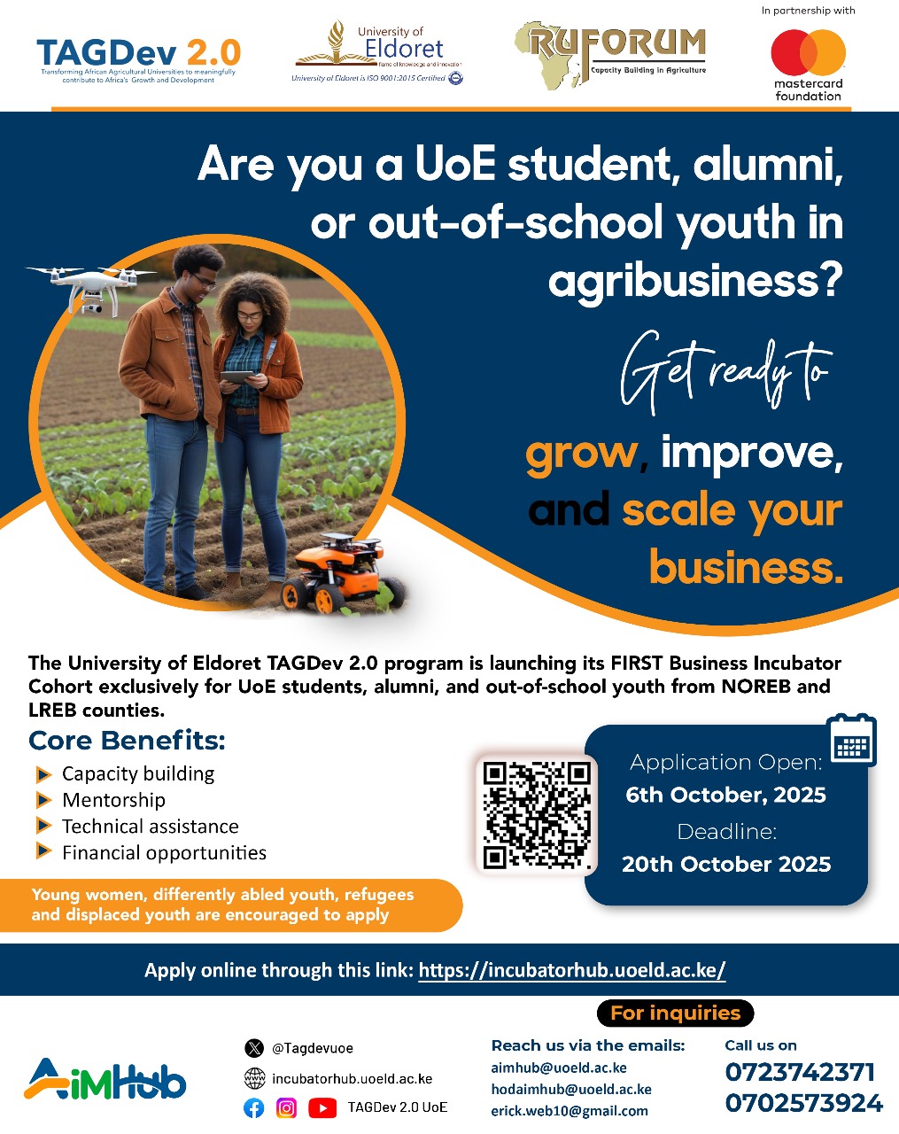 University of Eldoret Launches First TAGDev 2.0 Business Incubator Cohort 1